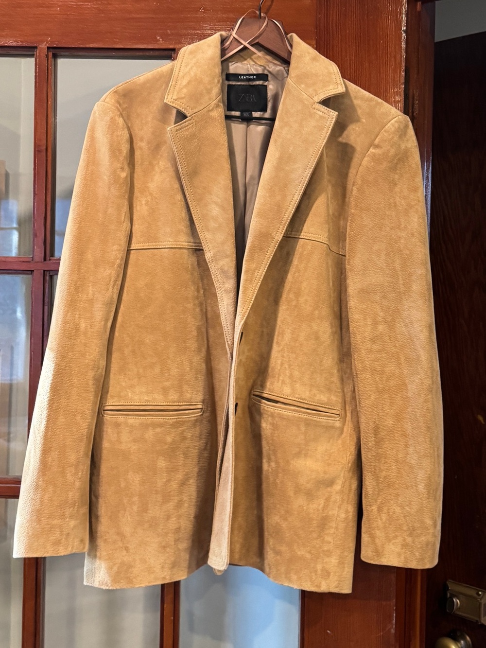 Zara Tan Suede Blazer Jacket